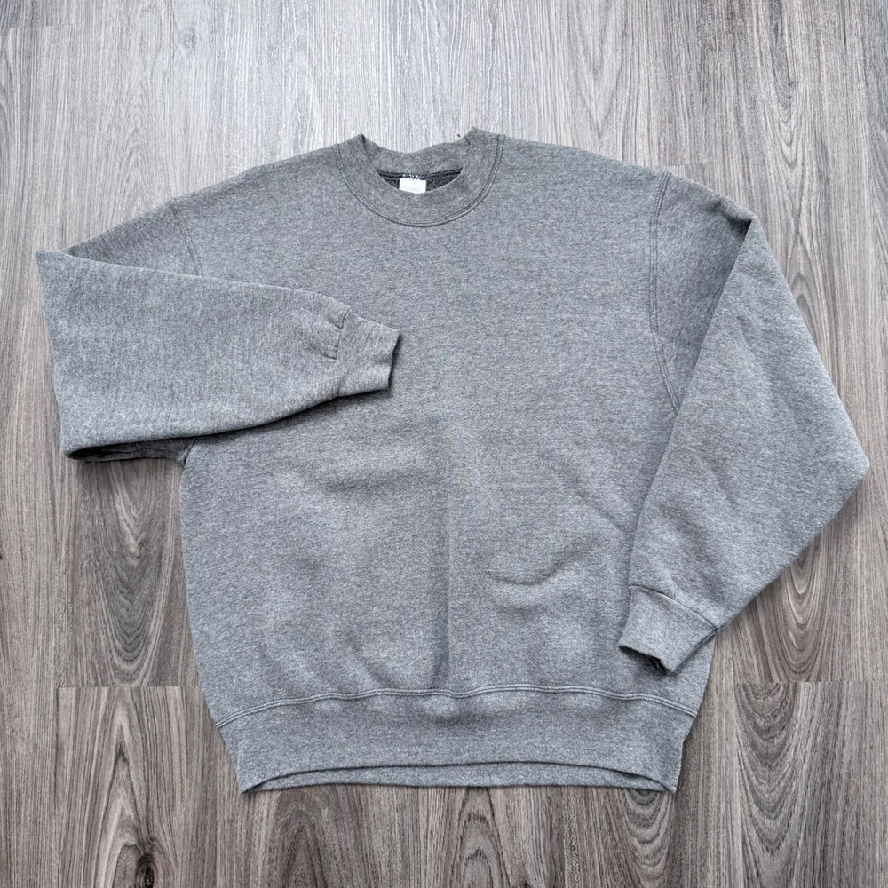 Vintage Ms BVD Gray Crewneck Sweatshirt Gray Blank Large Boxy Made In USA - Picture 2 of 8